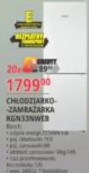 Bosch - CHŁODZIARKO-ZAMRAŻARKA KGN33NWEB