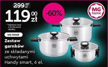 Zestaw garnków ze składanymi uchwytami