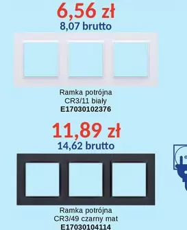 Ramka potrójna CR3/11 biały E17030102376, Ramka potrójna CR3/49 czarny mat E17030104114