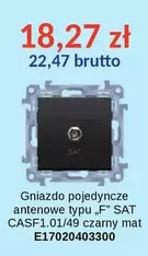 Gniazdo pojedyncze antenowe typu „F" SAT CASF1.01/49 czarny mat E17020403300