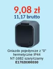 Gniazdo pojedyncze z "0" hermetyczne IP44 NT-16B2 szary/czarny E17020300330