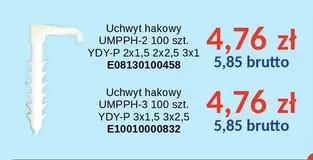 Uchwyt hakowy UMPPH-2 100 szt., Uchwyt hakowy UMPPH-3 100 szt.