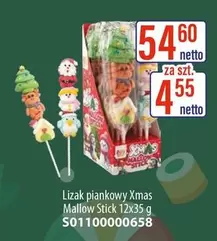 Lizak piankowy Xmas Mallow Stick 12x35 g