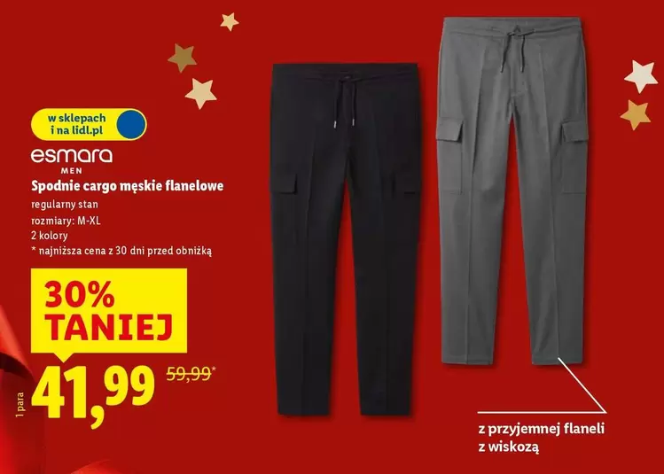 Spodnie cargo męskie flanelowe