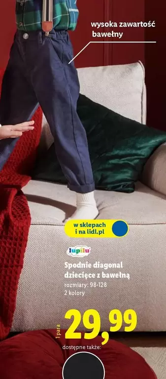 Spodnie diagonal dziecięce z bawełną