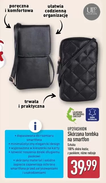 Skórzana torebka na smartfon