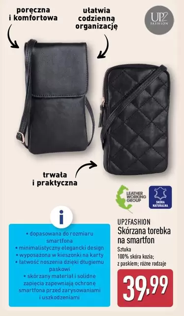 Skórzana torebka na smartfon
