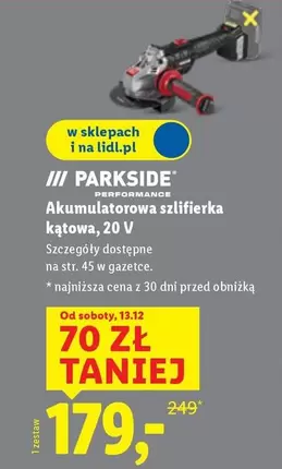 Akumulatorowa szlifierka kątowa, 20 V