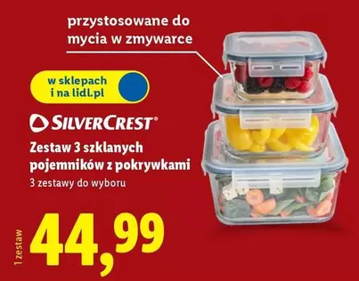Silvercrest - Zestaw 3 szklanych pojemników z pokrywkami