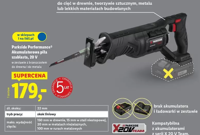 Mm - Akumulatorowa pila szablasta, 20 V