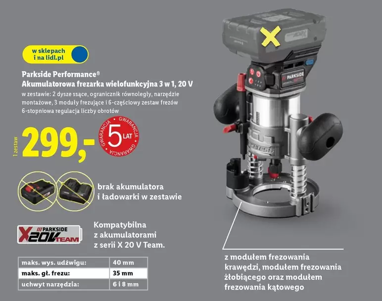 Team - Akumulatorowa frezarka wielofunkcyjna 3 w 1, 20 V