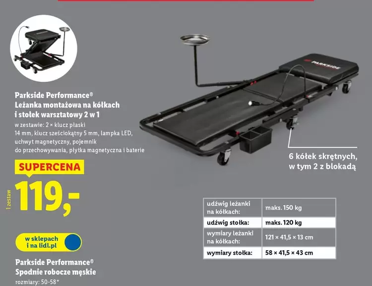 Mm - Letanka montażowa na kotkach stolek warsztatowy 2 w1