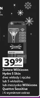 Vintage - Hydro 5 Skin dwa wkłady i rączka lub 5 wkładów, lub maszynka Quattro Sensitive i 4 wymienne ostrza