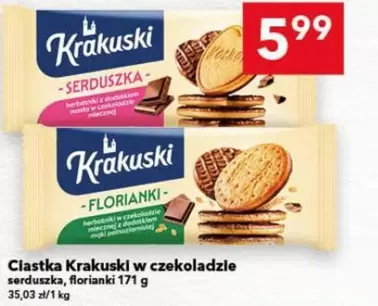 Ciastka Krakuski w czekoladzie serduszka, florianki