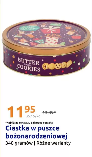 Ciastka w puszce bożonarodzeniowej