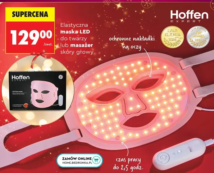 Elastyczna maska LED do twarzy lub masażer skóry głowy