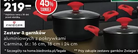 Zestaw 3 garnków aluminiowych z pokrywkami Carmina