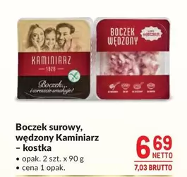 Boczek surowy, wędzony - kostka