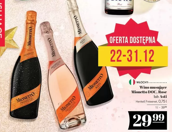 Prosecco - Wino musujące Minnetto DOC, Rose lub Asti