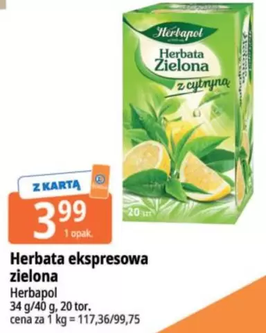 Herbata ekspresowa zielona