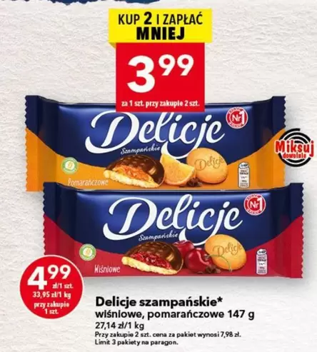 Delicje szampańskie* wiśniowe, pomarańczowe