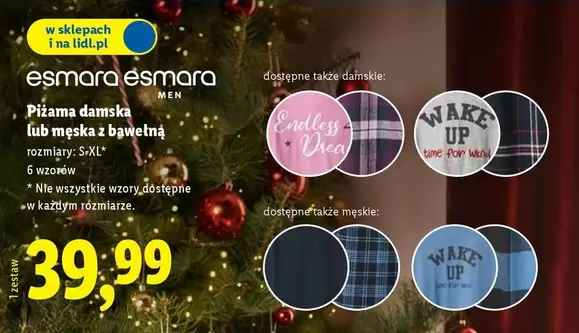 Piżama damska lub męska z bawełną