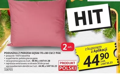 PODUSZKA Z PIERZEM GĘSIM 70 x 80 CM 2-PAK