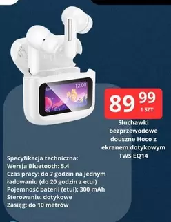 Słuchawki bezprzewodowe douszne z ekranem dotykowym TWS EQ14