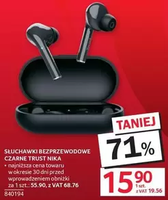 SŁUCHAWKI BEZPRZEWODOWE CZARNE NIKA