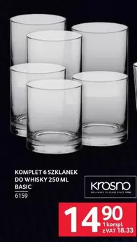 Krosno - KOMPLET 6 SZKLANEK DO WHISKY 250 ML BASIC 6159