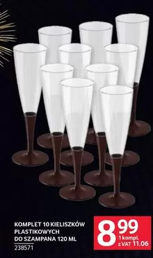 KOMPLET 10 KIELISZKÓW PLASTIKOWYCH DO SZAMPANA 120 ML