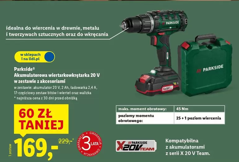 Team - Akumulatorowa wiertarkowkrętarka 20 V