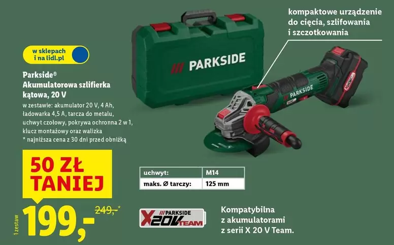 Team - Akumulatorowa szlifierka kątowa, 20 V