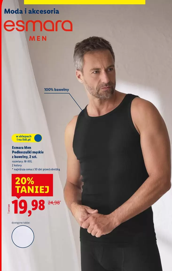 Podkoszulki męskie z bawełny, 2 szt.