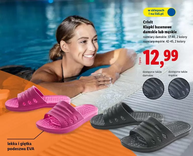 Klapki basenowe damskie lub męskie