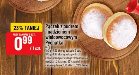 Pączek z pudrem i nadzieniem wieloowocowym