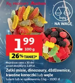Żelki misie, dinozaury, dżdżownice, kwaśne koreczki lub węże
