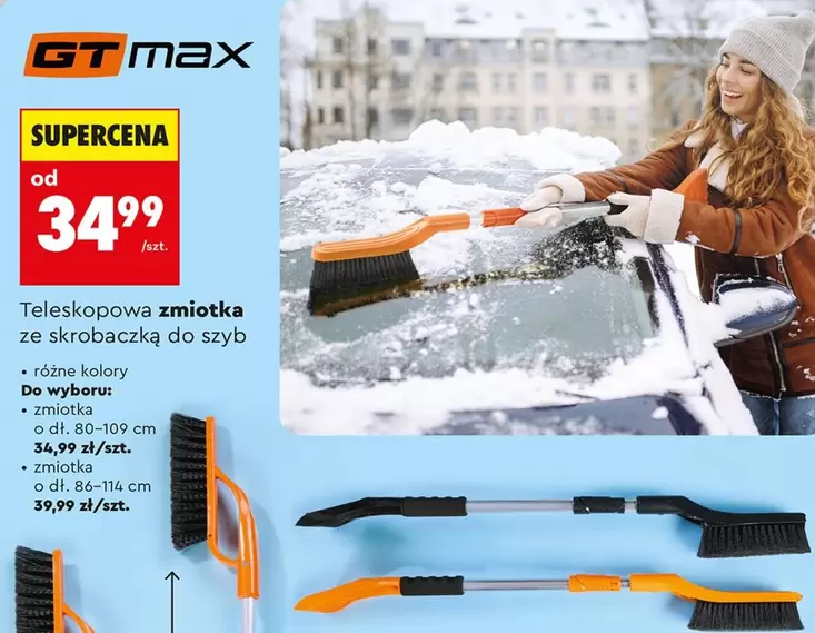 Teleskopowa zmiotka ze skrobaczką do szyb