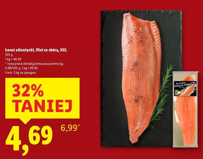 Norwegian - Lases atlantycki, filet ze skórą, XXL