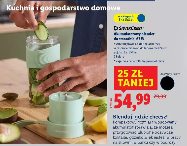 Silvercrest - Akumulatorowy blender do smoothie, 67 W