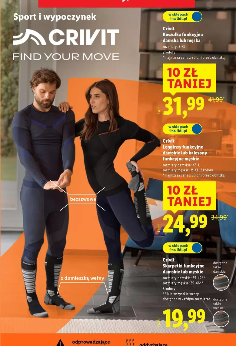 Damska lub męska bielizna funkcyjna