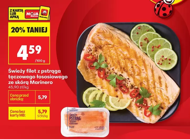 Mb - Świeży filet z pstrąga tęczowego łososiowego ze skórą Marinero