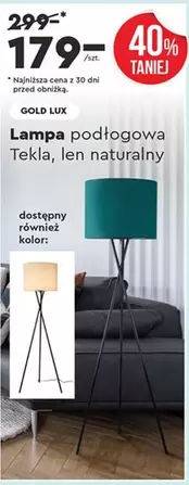 Kolor - Lampa podłogowa Tekla, len naturalny