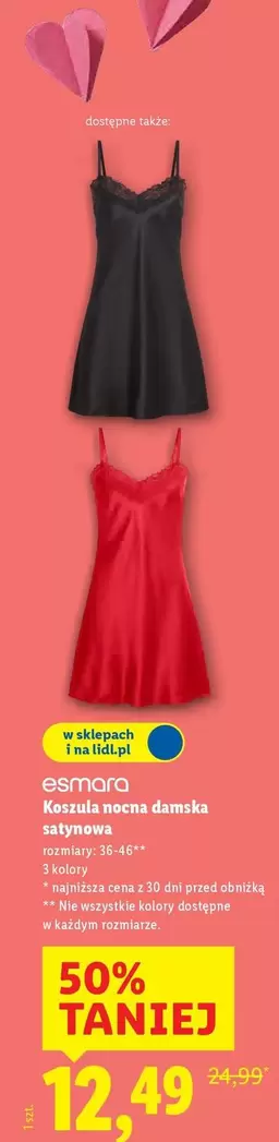 Koszulowa Damska Satynowa