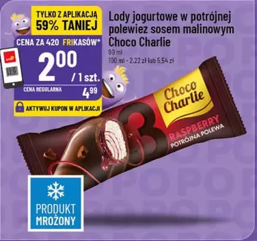 Lody jogurtowe w potrójnej polewiez sosem malinowym