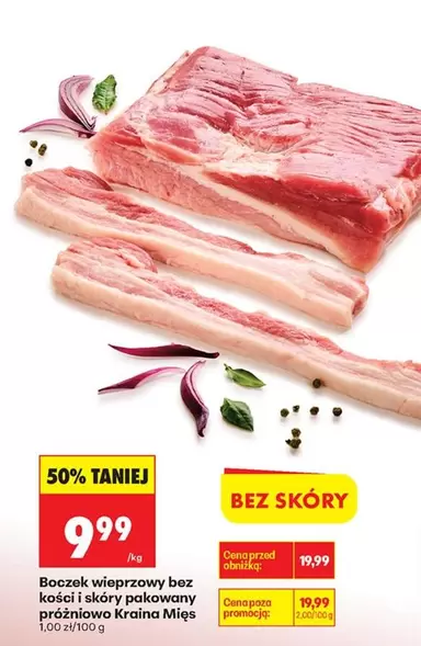 No - Boczek wieprzowy bez kości i skóry pakowany próżniowo