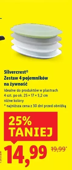 Silvercrest - Zestaw 4 pojemników na żywność