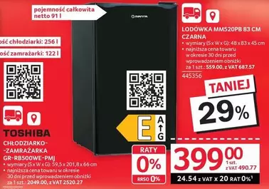 LODÓWKA MM520PB 83 CM CZARNA