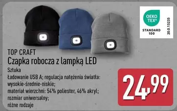 Czapka robocza z lampką LED