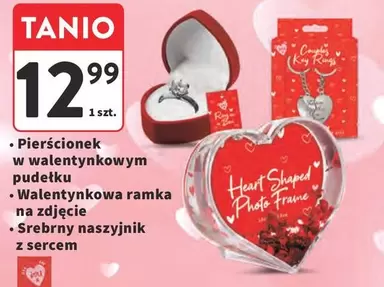 Pierścionek w walentynkowym pudełku, Walentynkowa ramka na zdjęcie, Srebrny naszyjnik z sercem